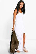 Boohoo Jules Button Front Strappy Maxi Dress White