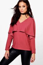 Boohoo Penelope Double Layer Long Sleeve Top Rose