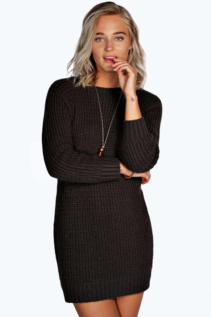 Boohoo Maria Soft Knit Jumper Dress Charcoal
