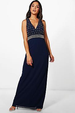 Boohoo Boutique Cat Pearl Embellished Maxi Dress