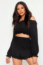 Boohoo Tall Off The Shoulder Shorts Co-ord