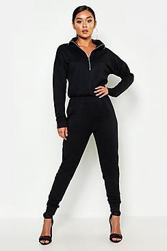 Boohoo Zip Up High Neck Sweat Jumpsuit