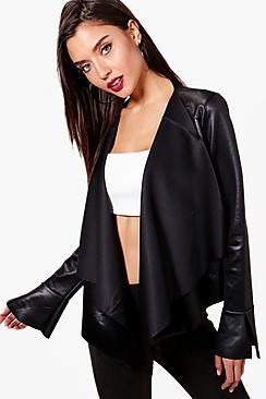 Boohoo Yasmin Waterfall Leather Look Jacket