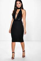 Boohoo Amie Choker Cowl Neck Slinky Midi Dress