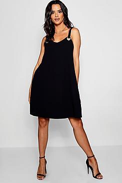 Boohoo Eve Eyelet Detail Woven Strappy Cami Dress