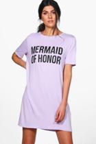 Boohoo Daniella Mermaid Of Honor T-shirt Dress Lavender