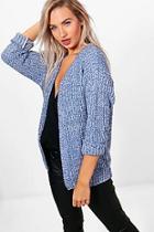 Boohoo Edge To Edge Grungy Marl Knit Cardigan
