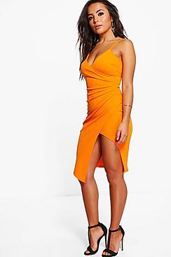 Boohoo Petite Kara Strappy Wrap Asymmetric Dress