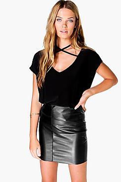 Boohoo Casey Slinky Strappy Neck T-shirt