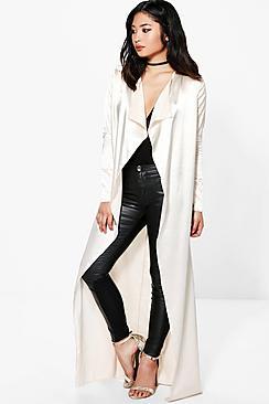 Boohoo Petite Kay Satin Duster Jacket
