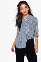 Boohoo Verity Stripe Woven Shirt Navy