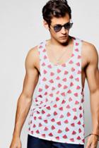 Boohoo All Over Melon Print Tank Top White