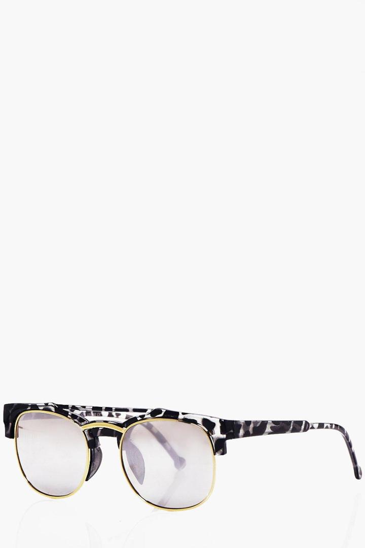 Boohoo Gold Tortoise Shell Clubmaster Sunglasses Gold
