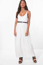 Boohoo Amber Woven Maxi Dress Ecru