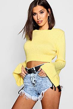 Boohoo Rosie Soft Knit Split Sleeve Crop