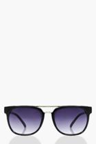Boohoo Bethany Gold Bar Black Wayfarer Sunglasses Black