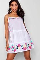 Boohoo Ibiza Embroidered Floral Beach Swing Dress