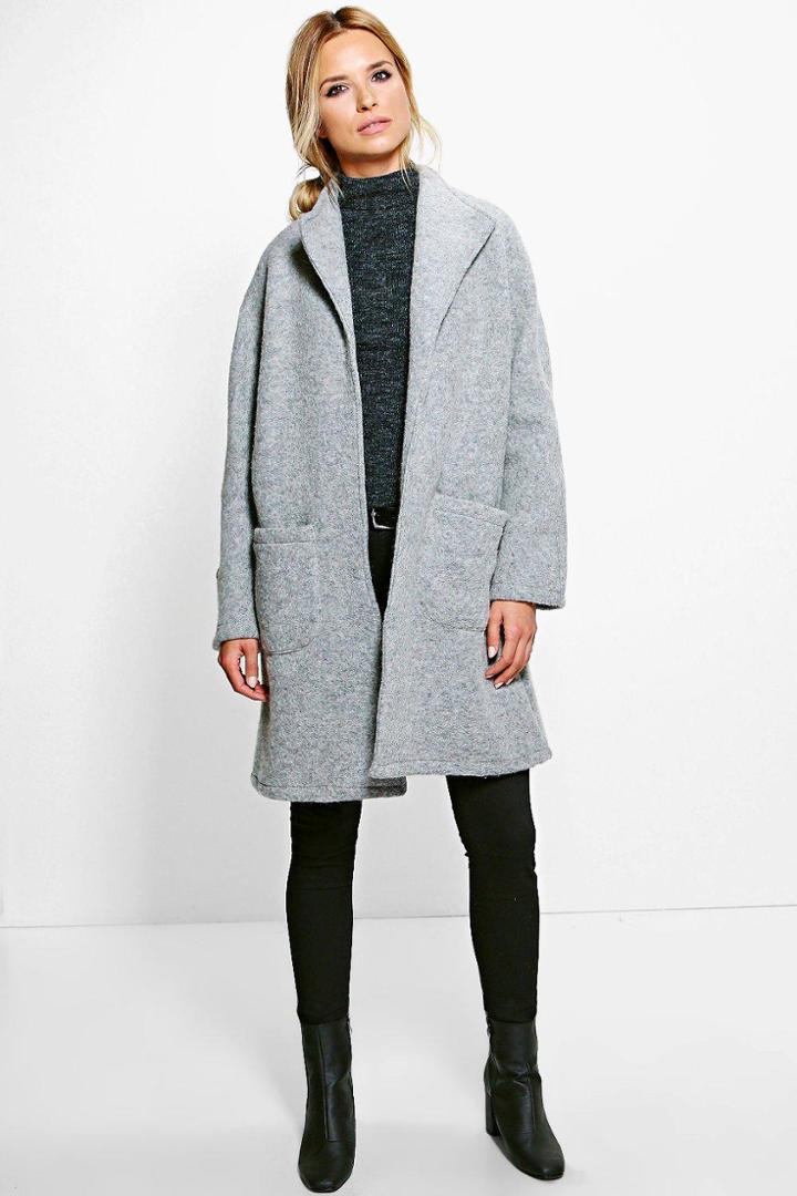 Boohoo Nicole Pocket Chuck On Coat Grey