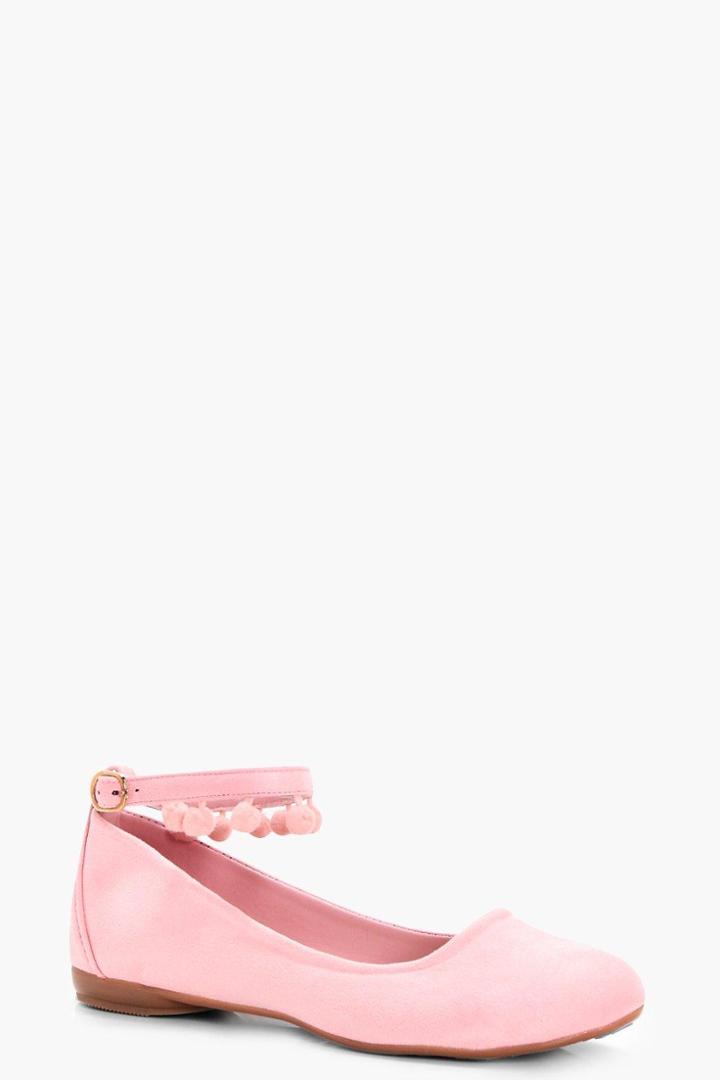 Boohoo Minnie Pom Ankle Band Ballet Pink