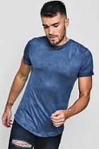 Boohoo Muscle Fit Suedette T-shirt With Curved Hem