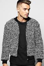 Boohoo Boucle Bomber In Salt And Pepper
