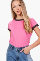 Boohoo Harriet Cotton Ringer Basic T-shirt Pink