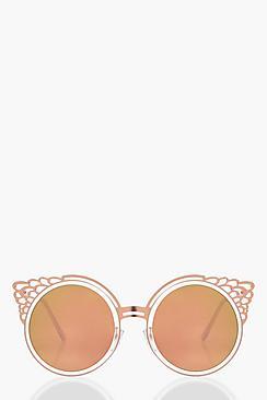 Boohoo Nina Filigree Round Sunglasses