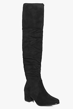 Boohoo Keira Rouch Detail Over The Knee Boot