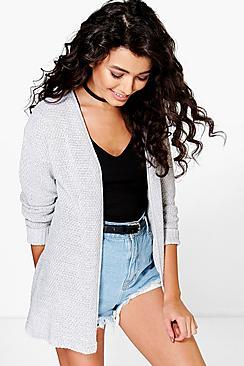 Boohoo Lois Loose Stitch Edge To Edge Cardigan