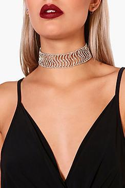 Boohoo Plus Lola Diamante Wave Choker