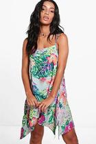 Boohoo Elouise Neon Floral Swing Beach Dress