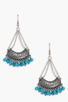 Boohoo Natalia Boho Turquoise Bead Earrings Silver