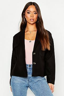 Boohoo Double Pocket Wool Look Trucker Jacket