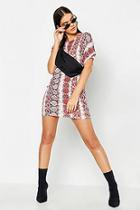 Boohoo Snake Print Oversized T-shirt Dress