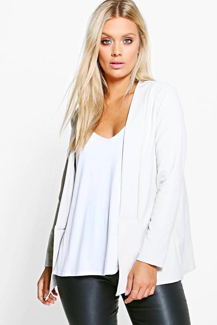Boohoo Plus Alisha Panel Front Blazer Grey