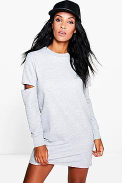 Boohoo Cut Out Sleeve Sweat Dress