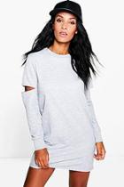 Boohoo Cut Out Sleeve Sweat Dress