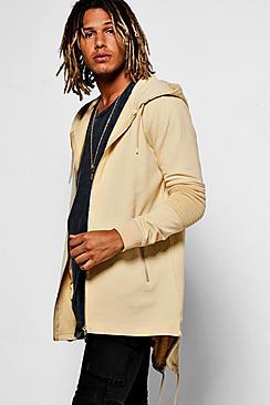 Boohoo Longline Biker Hoodie With Fishtail Hem