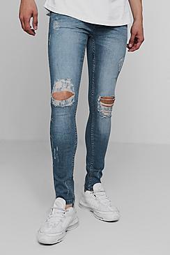 Boohoo Super Skinny Ripped Knee Denim Jeans