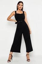 Boohoo Pinafore Belted Buckle Culotte Jumpsuit