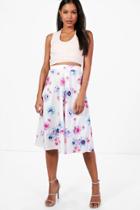 Boohoo Nadine Bright Floral Full Midi Skirt Multi