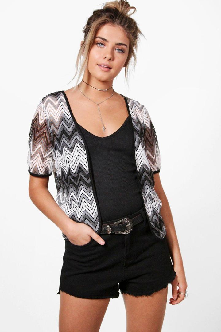 Boohoo Caroline Zig Zag Cardi Black