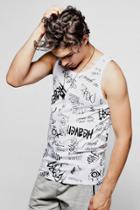 Boohoo Graffiti Print Tank Top White