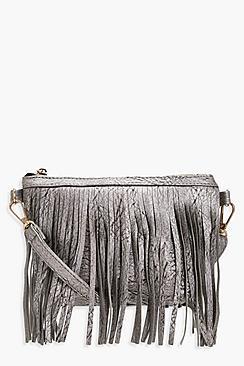 Boohoo Hannah Fringe Layer Cross Body