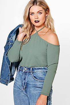 Boohoo Plus Jessie Open Shoulder Top