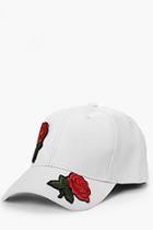 Boohoo White Rose Embroidered Faux Snake Skin Cap