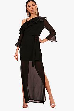 Boohoo Boutique Ailya Off The Shoulder Maxi Dress