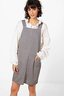 Boohoo Gingham Pinafore Dress