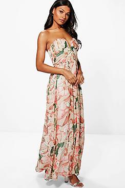 Boohoo Boutique Kelly Floral Bandeau Maxi Dress