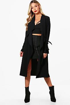 Boohoo Poppy Tie Sleeve Duster Jacket